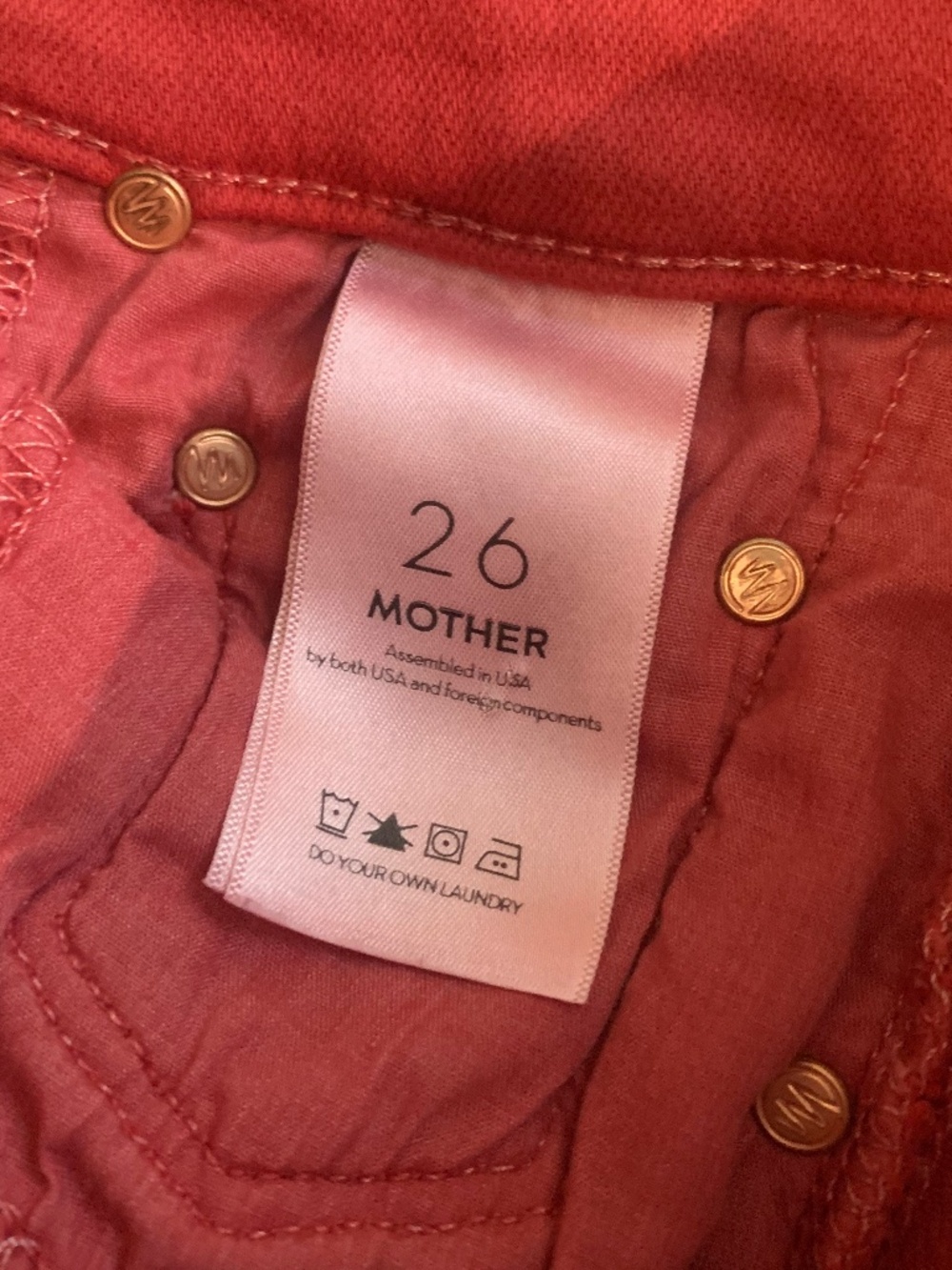 Mother The Insider Crop Step Fray Jeans Second Chances Hot Rod Red 26 - Picture 10 of 10